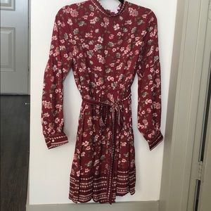 Lost Track Of Time Burgundy Floral Dress